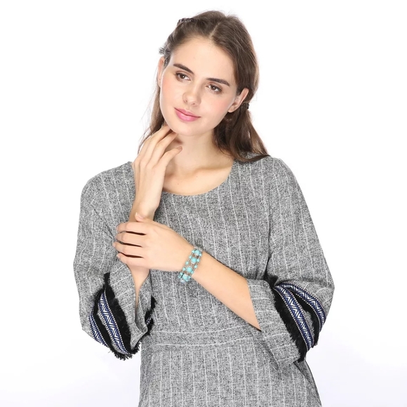 LEAF BOHEMIAN BOHO VINTAGE TURQUOISES BRACELET - Picture 6 of 6